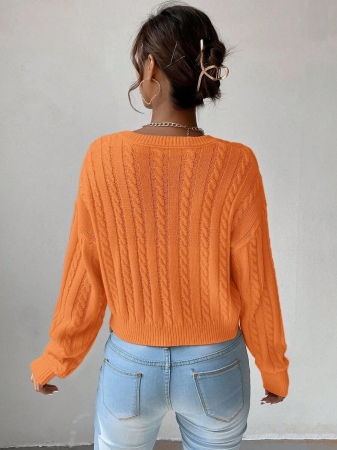 Chiquease V-Neck Cable Knit Sweater,Long Sleeve Tops Knit Pullover Fall Winter Outfit - Image 20