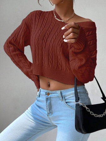 Chiquease V-Neck Cable Knit Sweater,Long Sleeve Tops Knit Pullover Fall Winter Outfit - Image 27