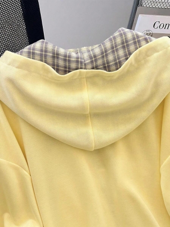 EMERY ROSE Fashionable Casual Style Long Sleeve Plaid Collar Zipper Letter Print Hoodie For Women Fall Cloth For Women, Christmas - Image 22