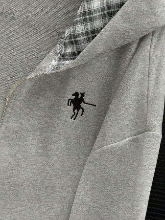 EMERY ROSE Fashionable Casual Style Long Sleeve Plaid Collar Zipper Letter Print Hoodie For Women Fall Cloth For Women, Christmas - Image 31