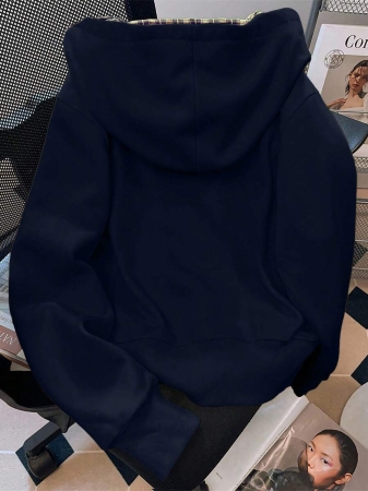 EMERY ROSE Fashionable Casual Style Long Sleeve Plaid Collar Zipper Letter Print Hoodie For Women Fall Cloth For Women, Christmas - Image 41