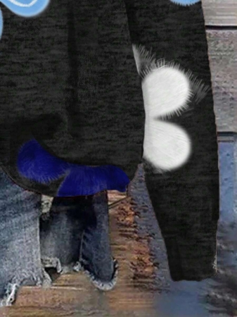 SHEIN LUNE Casual Cute Floral Pattern Round Neck Loose Fit Women Sweatshirt, Suitable For Autumn/Winter - Image 4