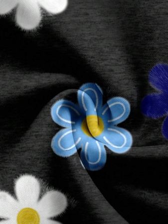 SHEIN LUNE Casual Cute Floral Pattern Round Neck Loose Fit Women Sweatshirt, Suitable For Autumn/Winter - Image 6