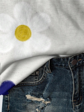 SHEIN LUNE Casual Cute Floral Pattern Round Neck Loose Fit Women Sweatshirt, Suitable For Autumn/Winter - Image 11