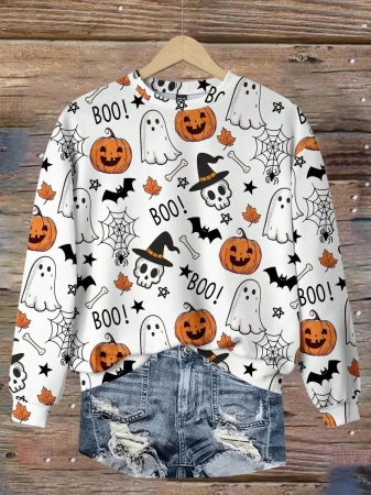 SHEIN LUNE Casual Cute Floral Pattern Round Neck Loose Fit Women Sweatshirt, Suitable For Autumn/Winter - Image 16