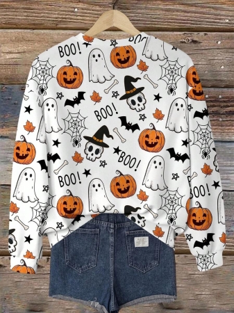 SHEIN LUNE Casual Cute Floral Pattern Round Neck Loose Fit Women Sweatshirt, Suitable For Autumn/Winter - Image 17