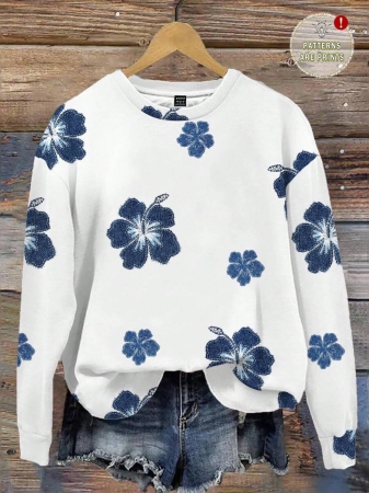 SHEIN LUNE Casual Cute Floral Pattern Round Neck Loose Fit Women Sweatshirt, Suitable For Autumn/Winter - Image 23
