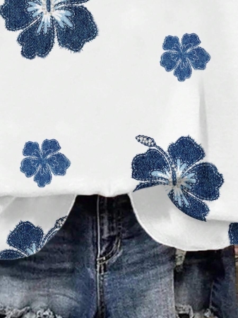 SHEIN LUNE Casual Cute Floral Pattern Round Neck Loose Fit Women Sweatshirt, Suitable For Autumn/Winter - Image 27