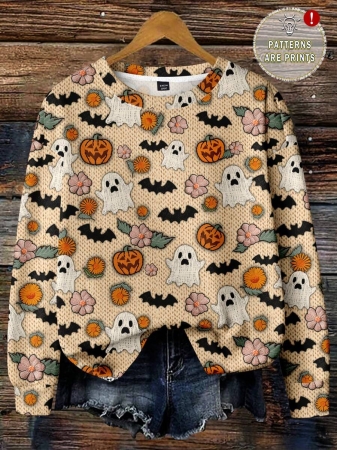 SHEIN LUNE Casual Cute Floral Pattern Round Neck Loose Fit Women Sweatshirt, Suitable For Autumn/Winter - Image 42