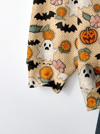 SHEIN LUNE Casual Cute Floral Pattern Round Neck Loose Fit Women Sweatshirt, Suitable For Autumn/Winter - Image 43