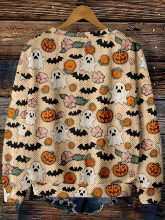 SHEIN LUNE Casual Cute Floral Pattern Round Neck Loose Fit Women Sweatshirt, Suitable For Autumn/Winter - Image 45