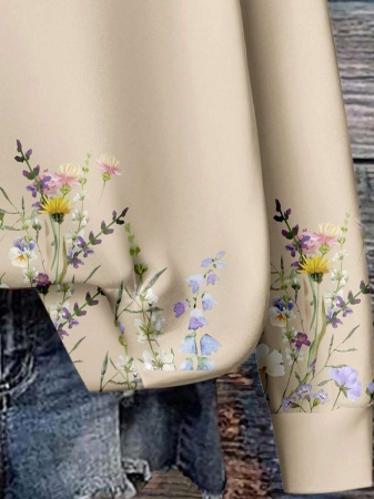 SHEIN LUNE Casual Cute Floral Pattern Round Neck Loose Fit Women Sweatshirt, Suitable For Autumn/Winter - Image 49