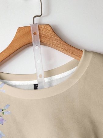 SHEIN LUNE Casual Cute Floral Pattern Round Neck Loose Fit Women Sweatshirt, Suitable For Autumn/Winter - Image 51