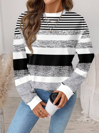 SHEIN LUNE Casual Cute Floral Pattern Round Neck Loose Fit Women Sweatshirt, Suitable For Autumn/Winter - Image 67