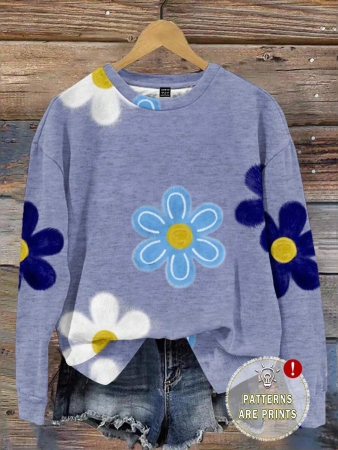 SHEIN LUNE Casual Cute Floral Pattern Round Neck Loose Fit Women Sweatshirt, Suitable For Autumn/Winter - Image 68