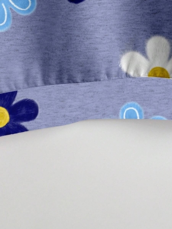 SHEIN LUNE Casual Cute Floral Pattern Round Neck Loose Fit Women Sweatshirt, Suitable For Autumn/Winter - Image 72