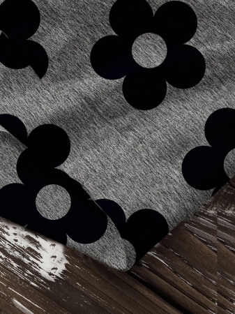 SHEIN LUNE Casual Cute Floral Pattern Round Neck Loose Fit Women Sweatshirt, Suitable For Autumn/Winter - Image 76