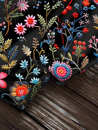 SHEIN LUNE Casual Cute Floral Pattern Round Neck Loose Fit Women Sweatshirt, Suitable For Autumn/Winter - Image 84