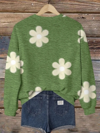 SHEIN LUNE Casual Cute Floral Pattern Round Neck Loose Fit Women Sweatshirt, Suitable For Autumn/Winter - Image 124