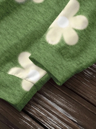 SHEIN LUNE Casual Cute Floral Pattern Round Neck Loose Fit Women Sweatshirt, Suitable For Autumn/Winter - Image 127