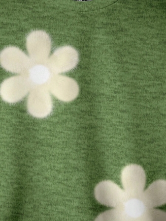 SHEIN LUNE Casual Cute Floral Pattern Round Neck Loose Fit Women Sweatshirt, Suitable For Autumn/Winter - Image 129