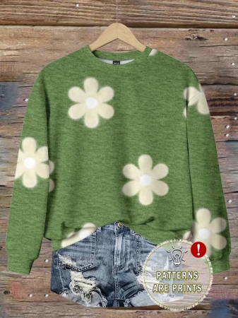 SHEIN LUNE Casual Cute Floral Pattern Round Neck Loose Fit Women Sweatshirt, Suitable For Autumn/Winter - Image 130