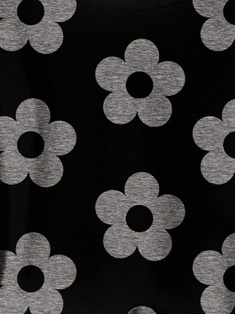 SHEIN LUNE Casual Cute Floral Pattern Round Neck Loose Fit Women Sweatshirt, Suitable For Autumn/Winter - Image 133