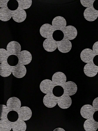 SHEIN LUNE Casual Cute Floral Pattern Round Neck Loose Fit Women Sweatshirt, Suitable For Autumn/Winter - Image 136