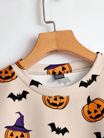 SHEIN LUNE Casual Cute Floral Pattern Round Neck Loose Fit Women Sweatshirt, Suitable For Autumn/Winter - Image 140