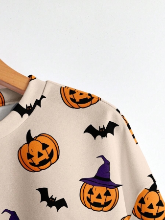 SHEIN LUNE Casual Cute Floral Pattern Round Neck Loose Fit Women Sweatshirt, Suitable For Autumn/Winter - Image 141