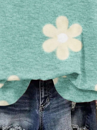 SHEIN LUNE Casual Cute Floral Pattern Round Neck Loose Fit Women Sweatshirt, Suitable For Autumn/Winter - Image 145