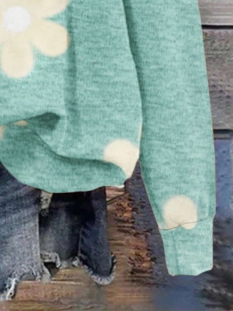 SHEIN LUNE Casual Cute Floral Pattern Round Neck Loose Fit Women Sweatshirt, Suitable For Autumn/Winter - Image 146