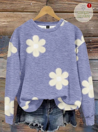 SHEIN LUNE Casual Cute Floral Pattern Round Neck Loose Fit Women Sweatshirt, Suitable For Autumn/Winter - Image 168