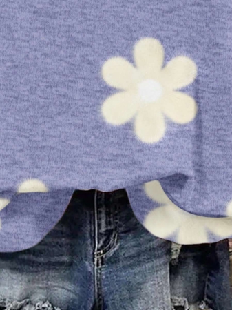 SHEIN LUNE Casual Cute Floral Pattern Round Neck Loose Fit Women Sweatshirt, Suitable For Autumn/Winter - Image 170