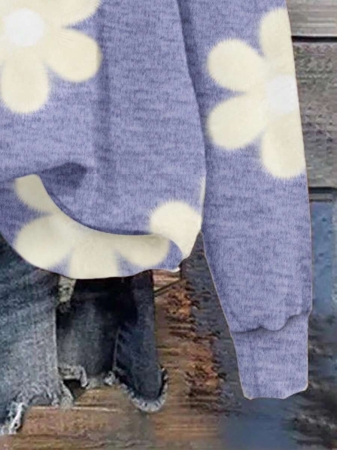 SHEIN LUNE Casual Cute Floral Pattern Round Neck Loose Fit Women Sweatshirt, Suitable For Autumn/Winter - Image 171