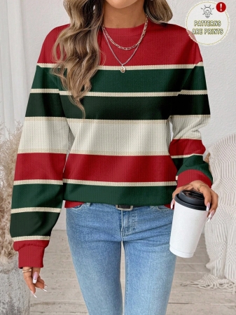 SHEIN LUNE Casual Cute Floral Pattern Round Neck Loose Fit Women Sweatshirt, Suitable For Autumn/Winter - Image 174