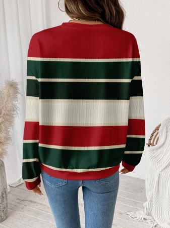 SHEIN LUNE Casual Cute Floral Pattern Round Neck Loose Fit Women Sweatshirt, Suitable For Autumn/Winter - Image 176