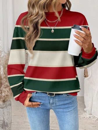 SHEIN LUNE Casual Cute Floral Pattern Round Neck Loose Fit Women Sweatshirt, Suitable For Autumn/Winter - Image 177