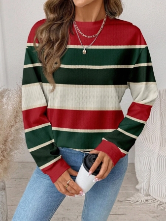 SHEIN LUNE Casual Cute Floral Pattern Round Neck Loose Fit Women Sweatshirt, Suitable For Autumn/Winter - Image 178