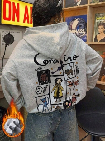 Women's Winter Caroline And Ghost Graphic Long Sleeved Drawstring Hoodie With Pocket ,Casual Loose And Versatile Style Tops,Fashionable Costumes Women,Suitable For Daily And Festival Wear - Image 2