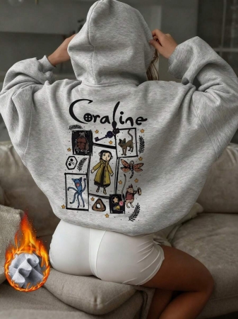 Women's Winter Caroline And Ghost Graphic Long Sleeved Drawstring Hoodie With Pocket ,Casual Loose And Versatile Style Tops,Fashionable Costumes Women,Suitable For Daily And Festival Wear - Image 7