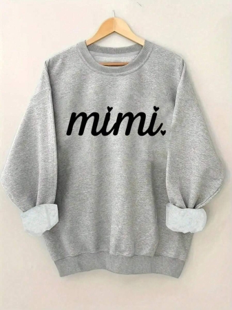 EMERY ROSE Long Sleeve Casual Crew Neck Mimi Print Pullover Sweatshirt For Spring & Fall, Women's Clothing - Image 2