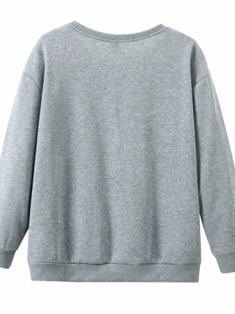 EMERY ROSE Long Sleeve Casual Crew Neck Mimi Print Pullover Sweatshirt For Spring & Fall, Women's Clothing - Image 3