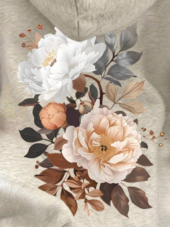 SHEIN Women's Casual Loose Fit Palm Tree Print Long Sleeve Hoodie Sweatshirt, Autumn - Image 86