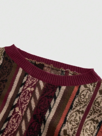 ROMWE Hippie Hippie Bohemian Vertical Striped Flare Sleeve Pullover Sweater - Image 4