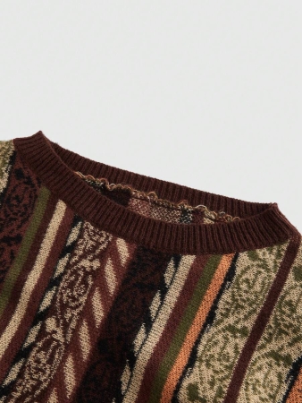 ROMWE Hippie Hippie Bohemian Vertical Striped Flare Sleeve Pullover Sweater - Image 12