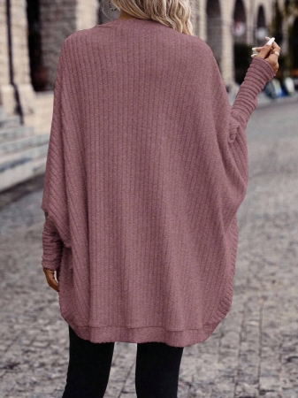 SHEIN Frenchy Women's Solid Color Bat Wing Casual Open Front Long Sleeve Jacket In Fall/Winter - Image 9