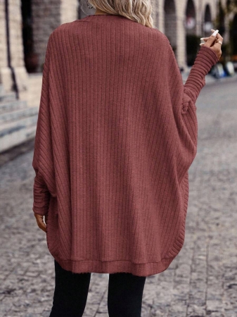 SHEIN Frenchy Women's Solid Color Bat Wing Casual Open Front Long Sleeve Jacket In Fall/Winter - Image 15