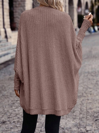 SHEIN Frenchy Women's Solid Color Bat Wing Casual Open Front Long Sleeve Jacket In Fall/Winter - Image 51