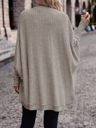 SHEIN Frenchy Women's Solid Color Bat Wing Casual Open Front Long Sleeve Jacket In Fall/Winter - Image 87